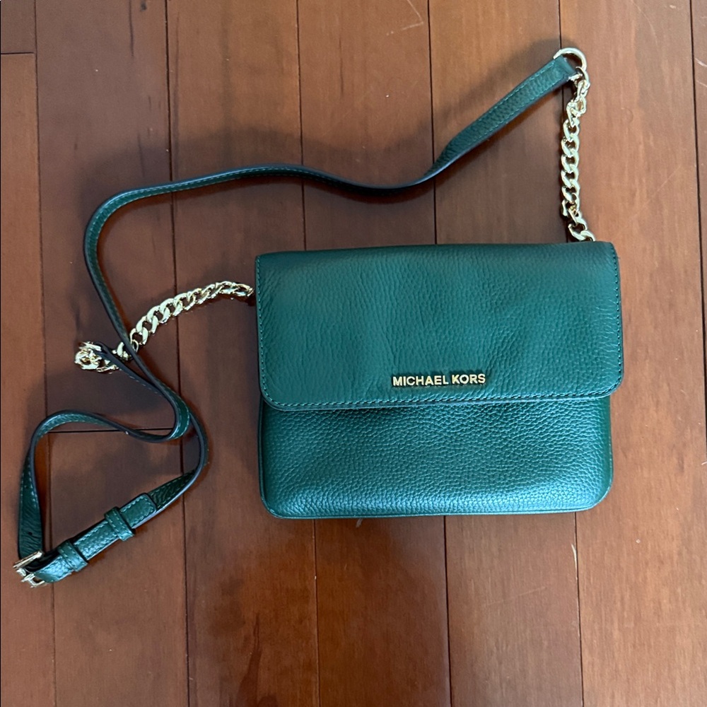 Michael Kors Green Leather Crossbody Bag